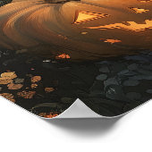 Adorable Spooky House and Halloween Pumpkin Patch Poster (Ecke)