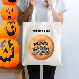 Adorable Spooky Schwarz-Weiß Halloween Kitten Tragetasche
