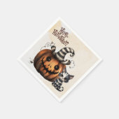 Adorable Spooky Strip Halloween Kitten Pumpkin Serviette (Ecke)
