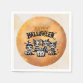 Adorable Spooky Strip Halloween Kitten Serviette (Vorderseite)