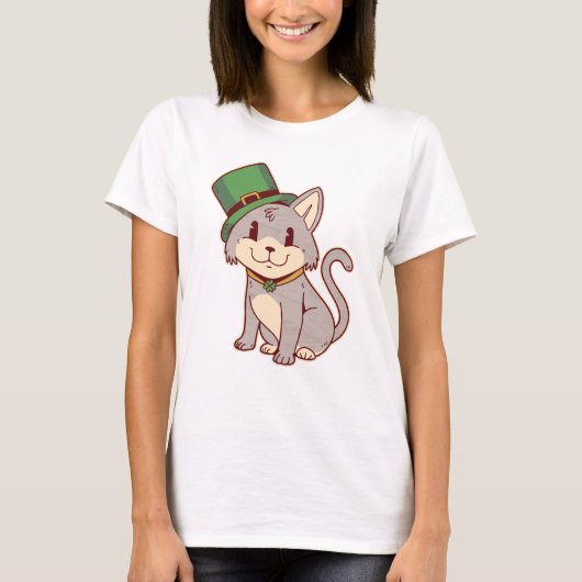 Adorable St. Patricks Cat T-Shirt (Vorderseite)