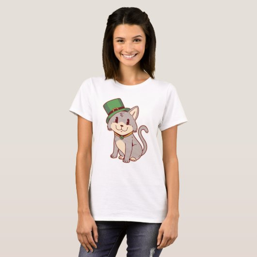 Adorable St. Patricks Cat T-Shirt (Vorne ganz)