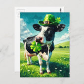 Adorable St. Patrick's Day Cow Postkarte (Vorne/Hinten)