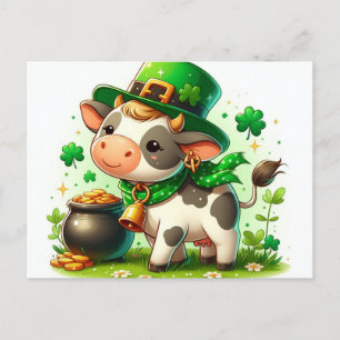 Adorable St. Patricks Day Cow Postkarte
