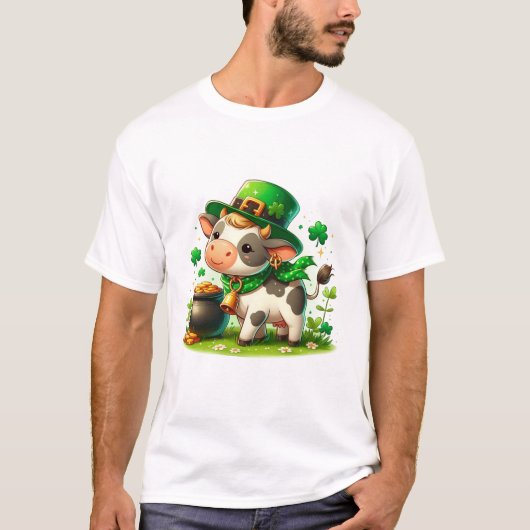 Adorable St. Patricks Day Cow T-Shirt (Vorderseite)