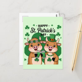 Adorable St Patricks Day Cows Postkarte