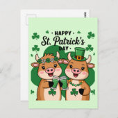 Adorable St Patricks Day Cows Postkarte (Vorne/Hinten)