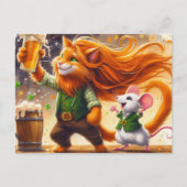 Adorable St Patricks Day Ginger Cat und eine Maus Postkarte (Vorderseite)