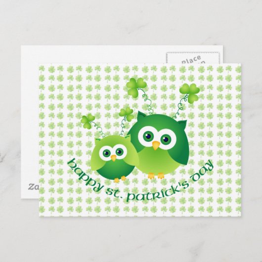 Adorable St. Patrick's Day Owl T-Shirts, Geschenke Postkarte (Vorne/Hinten)