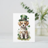 Adorable St. Patrick's Day Puppy Postkarte (Stehend Vorderseite)