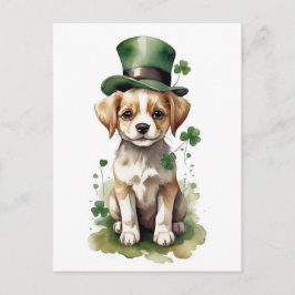 Adorable St. Patrick's Day Puppy Postkarte