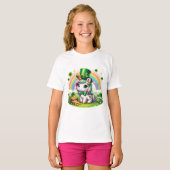 Adorable St. Patricks Day Unicorn Rainbow Gold T-Shirt (Vorne ganz)