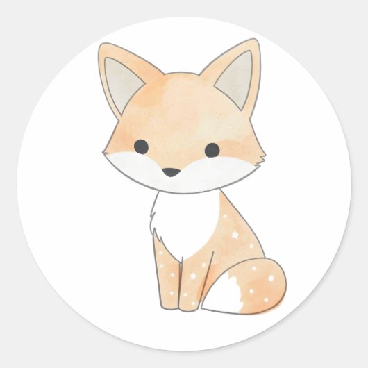 Adorable Star Fox Aquarell Druckaufkleber Runder Aufkleber (Vorderseite)