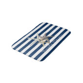 Adorable Starfish, Navy Blue Stripes Personalisier Badematte (Schrägansicht)