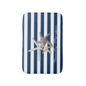 Adorable Starfish, Navy Blue Stripes Personalisier Badematte (Vorderseite Vertikal)