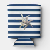 Adorable Starfish, Navy Blue Stripes Personalisier Dosenkühler (Rückseite)