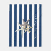 Adorable Starfish, Navy Blue Stripes Personalisier Fleecedecke (Vorderseite)