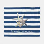 Adorable Starfish, Navy Blue Stripes Personalisier Fleecedecke (Vorderseite (Horizontal))