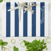 Adorable Starfish, Navy Blue Stripes Personalisier Geschirrtuch (Gefaltet)