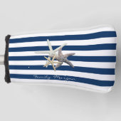 Adorable Starfish, Navy Blue Stripes Personalisier Golf Headcover (Vorderseite)