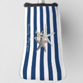 Adorable Starfish, Navy Blue Stripes Personalisier Golf Headcover (Rotieren 90)