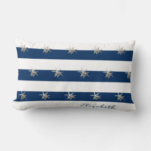 Adorable Starfish, Navy Blue Stripes Personalisier Lendenkissen