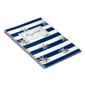 Adorable Starfish, Navy Blue Stripes Personalisier Notizblock (Rechte Seite)
