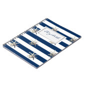 Adorable Starfish, Navy Blue Stripes Personalisier Notizblock (Linke Seite)