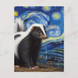 Adorable Starry Night Skunk Van Gogh Postkarte