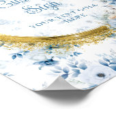 Adorable staubblaue Aquarellfarben Blume Gold Poster (Ecke)