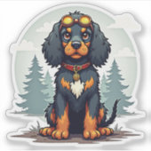 Adorable Steampunk Cocker Spaniel, Cartoon Dog, Aufkleber (Vorderseite)