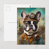Adorable Steampunk French Bulldog Postkarte (Vorne/Hinten)