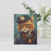 Adorable Steampunk Ginger Cat Postkarte (Stehend Vorderseite)