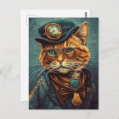Adorable Steampunk Ginger Cat Postkarte (Vorne/Hinten)