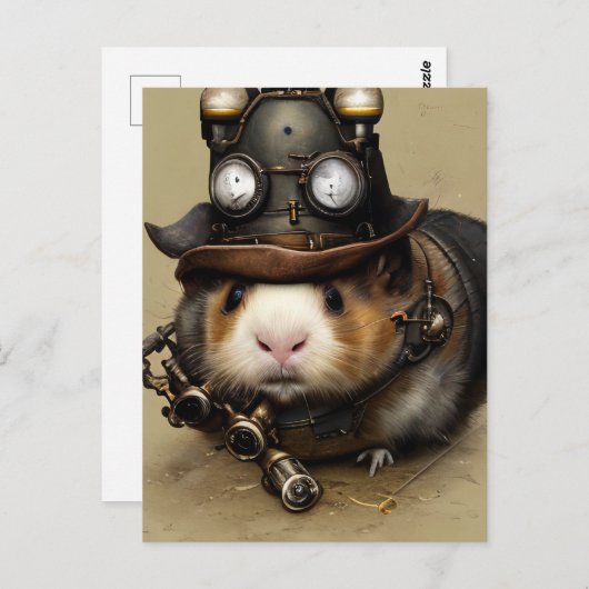 Adorable Steampunk Hampster Postkarte (Vorne/Hinten)