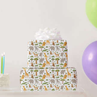 Adorable Storybook Safari Tiere Geschenk Wrap Geschenkpapier