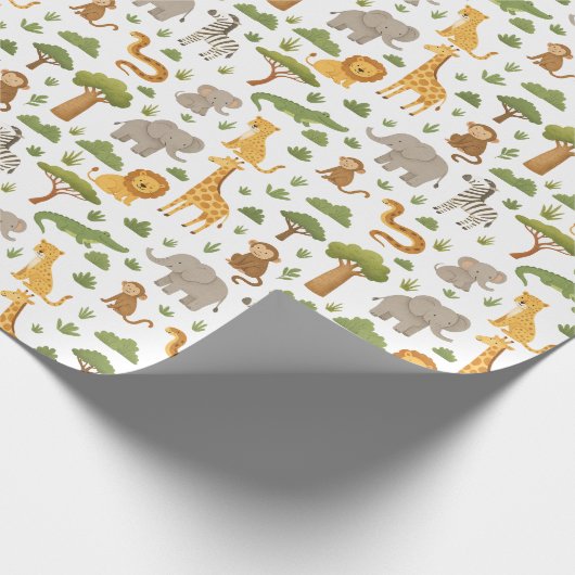 Adorable Storybook Safari Tiere Geschenk Wrap Geschenkpapier (Ecke)