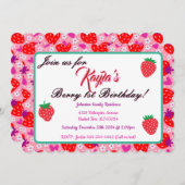 Adorable Strawberry Erste Geburtstagsparty Einladung (Vorne/Hinten)