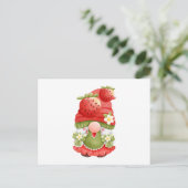 Adorable Strawberry Garden Gnome Postkarte (Stehend Vorderseite)