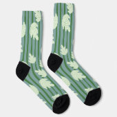 Adorable Streifen mit Blattgrün Socken (Rechts)