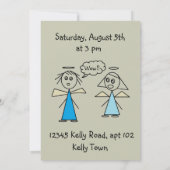 Adorable Strichmännchen Angels Girl's Birthday Par Einladung (Rückseite)