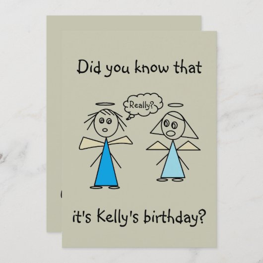 Adorable Strichmännchen Angels Girl's Birthday Par Einladung (Vorne/Hinten)