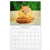 Adorable Striped Chipmunks Wildlife Watercolor Art Kalender (Feb 2027)