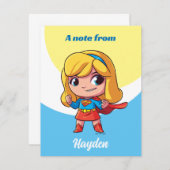 Adorable Supergirl Stance Mitteilungskarte (Vorne/Hinten)