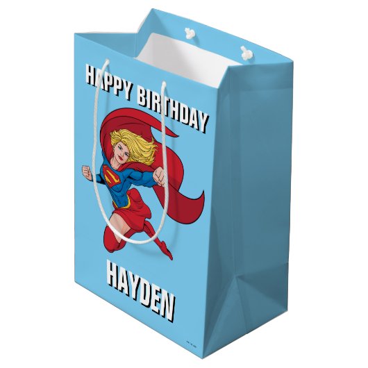 Adorable Supergirl Stance Mittlere Geschenktüte (Rückseite Schrägansicht)