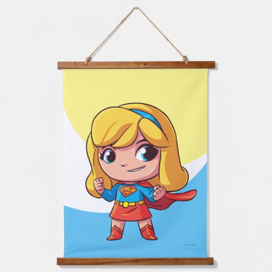 Adorable Supergirl Stance Wandteppich Mit Holzrahmen (Vorderseite)