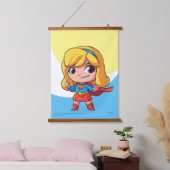 Adorable Supergirl Stance Wandteppich Mit Holzrahmen (Schlafzimmer)