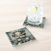 Adorable Sushi Koch Puppy Glasuntersetzer (Schrägansicht)