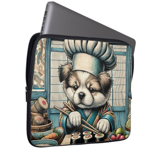 Adorable Sushi Koch Puppy Laptopschutzhülle (Vorne Rechts)
