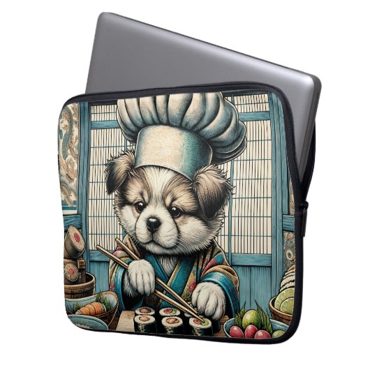 Adorable Sushi Koch Puppy Laptopschutzhülle (Vorderseite Links)